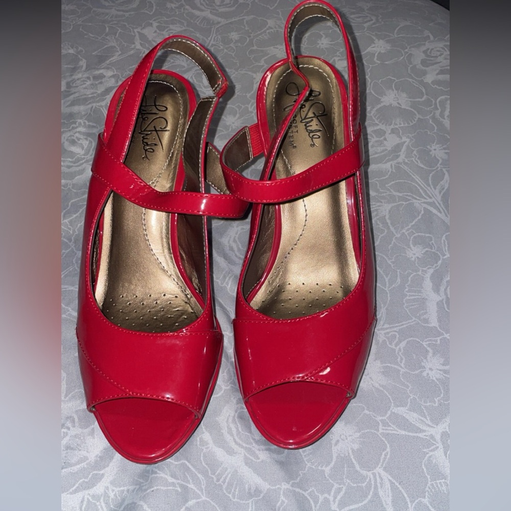 Glossy red heels